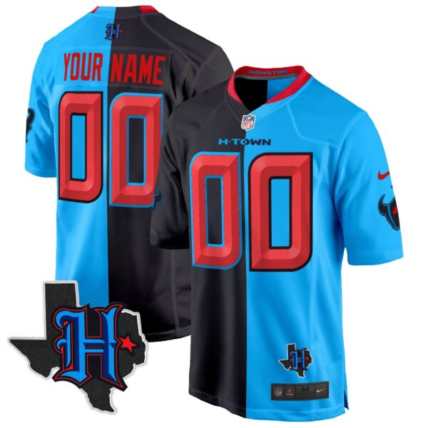 Houston Texans 2024 Texas Patch Game Custom Jersey – All Stitched – Split Jersey