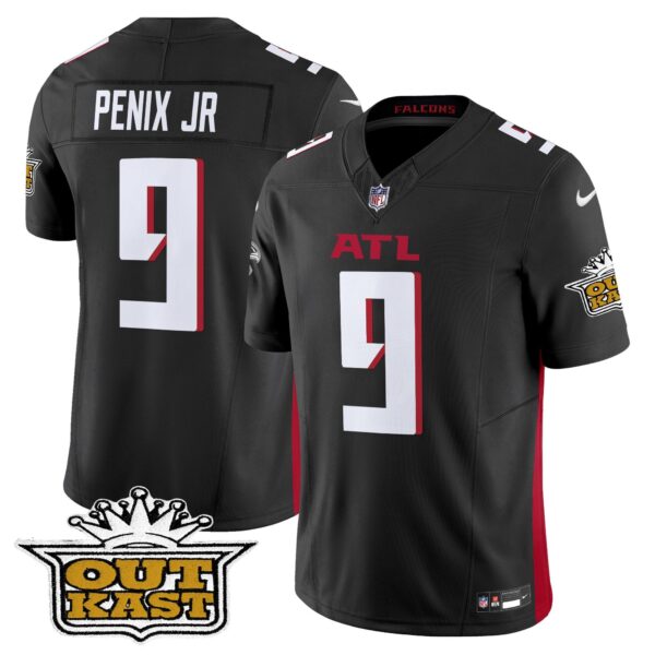 Outkast x Atlanta Falcons 2024 Vapor Limited Jersey – All Stitched – Black – Michael Penix Jr. Jersey