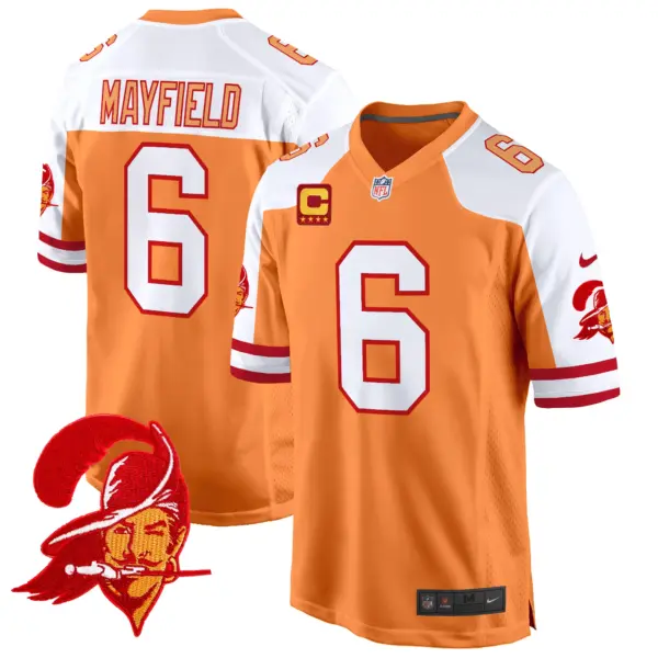 Mens Tampa Bay Tampa Bay Buccaneers Throwback Game Jersey Baker Mayfiled Jersey Creamsicle Alternate