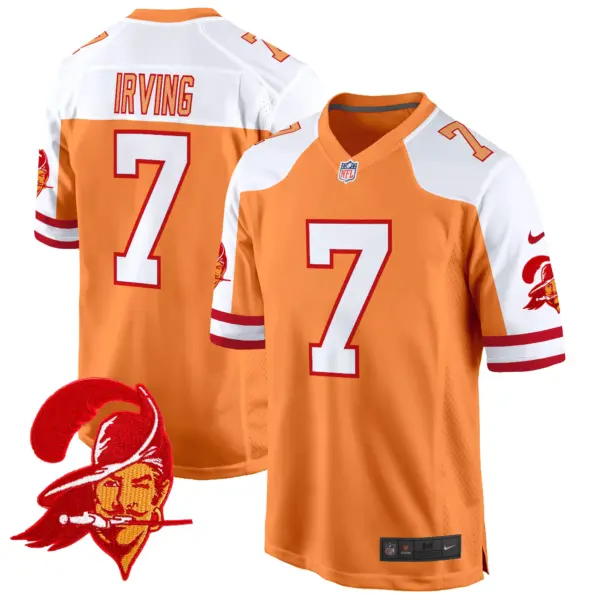 Mens Tampa Bay Tampa Bay Buccaneers Throwback Game Jersey Bucky Irving Jersey Creamsicle Alternate