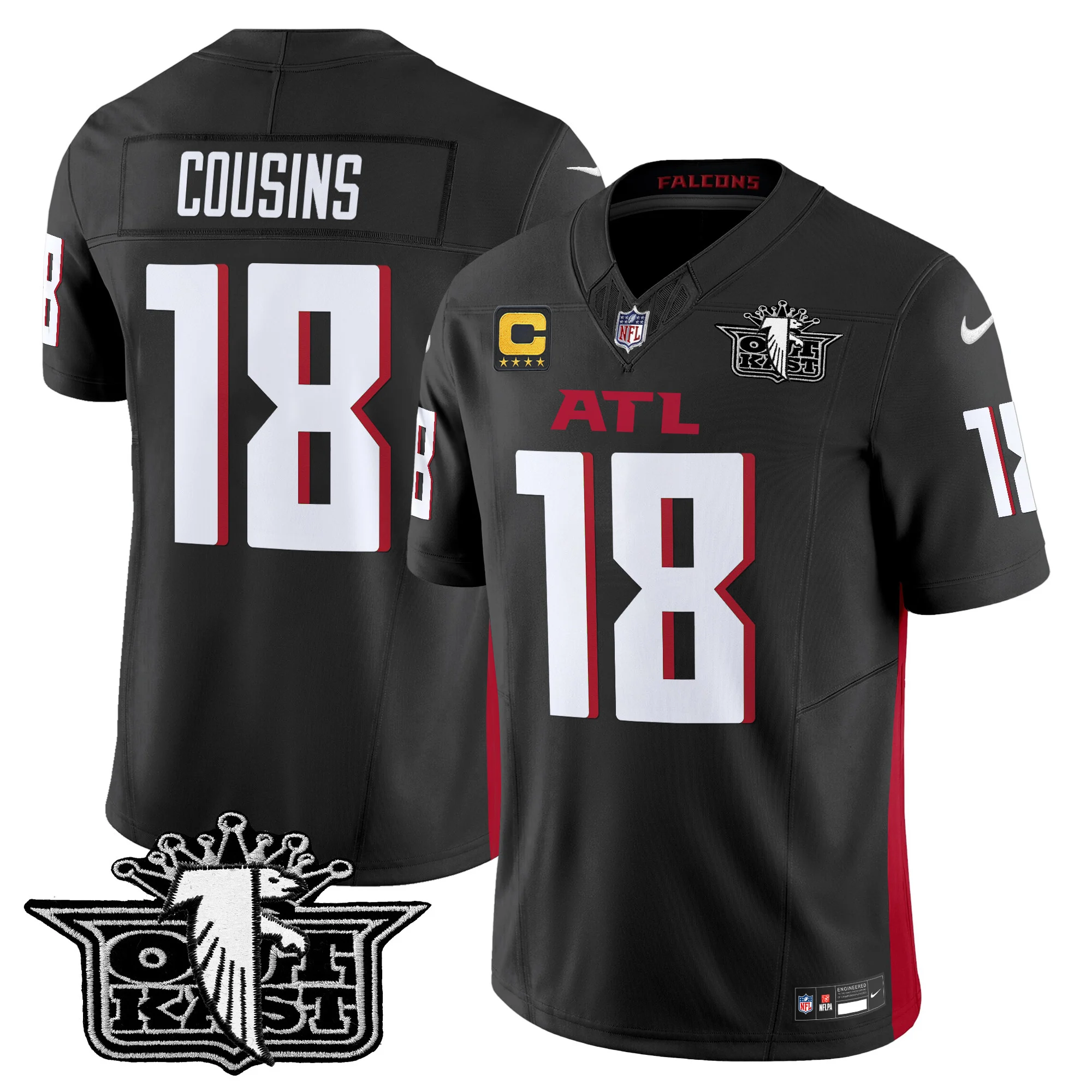 Mens Outkast X Atlanta Falcons 2024 Vapor Limited Jersey V2 Kirk Cousins Jersey Black