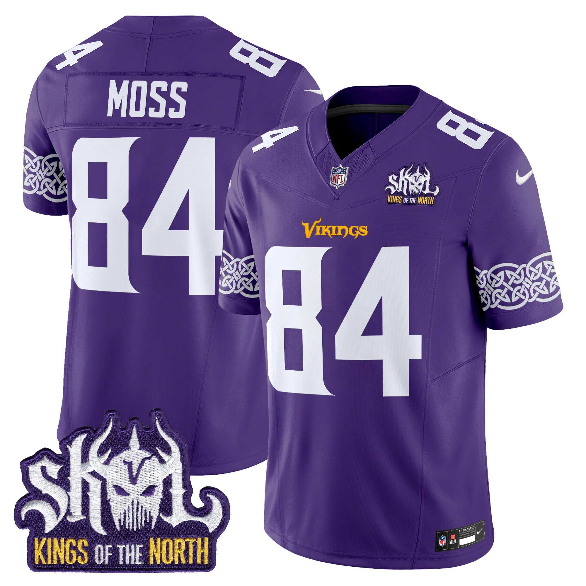 Mens Minnesota Vikings King Of The North Patch Vapor Limited Jersey V2 Randy Moss Jersey Purple