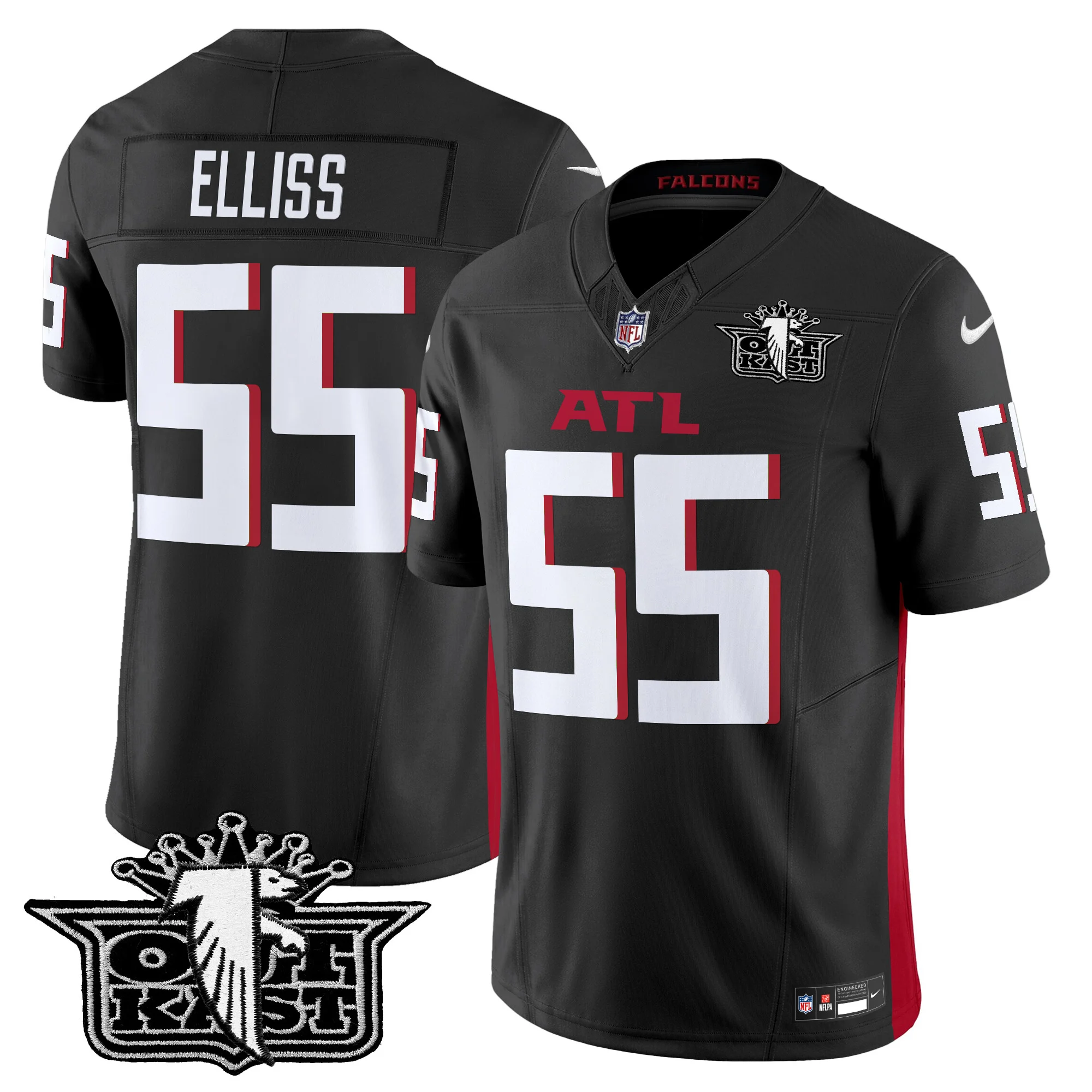 Mens Outkast X Atlanta Falcons 2024 Vapor Limited Jersey V2 Kaden Elliss Jersey Black