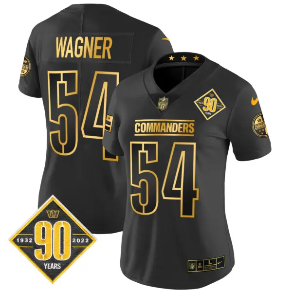 Womens Washington Commanders 90Th Anniversary Patch Gold Vapor Limited Jersey Bobby Wagner Jersey Black Gold