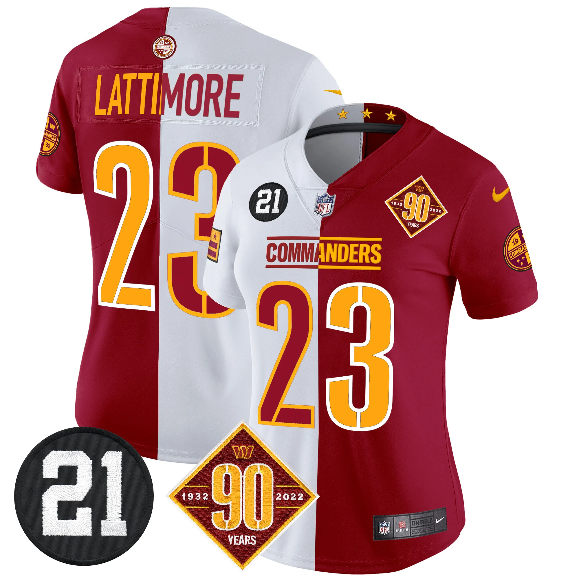 Womens Washington Commanders 90Th Sean Taylor Patch Vapor Limited Jersey Marshon Lattimore Jersey Half