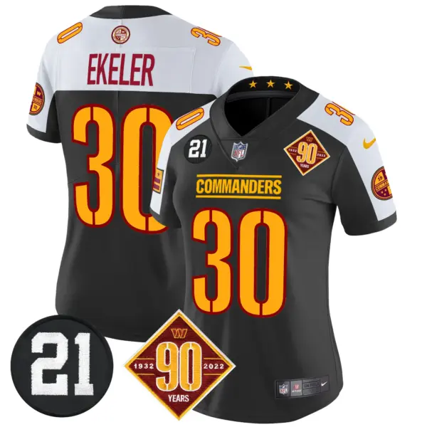 Womens Washington Commanders 90Th Sean Taylor Patch Vapor Limited Jersey Utin Ekeler Jersey Black Alternate