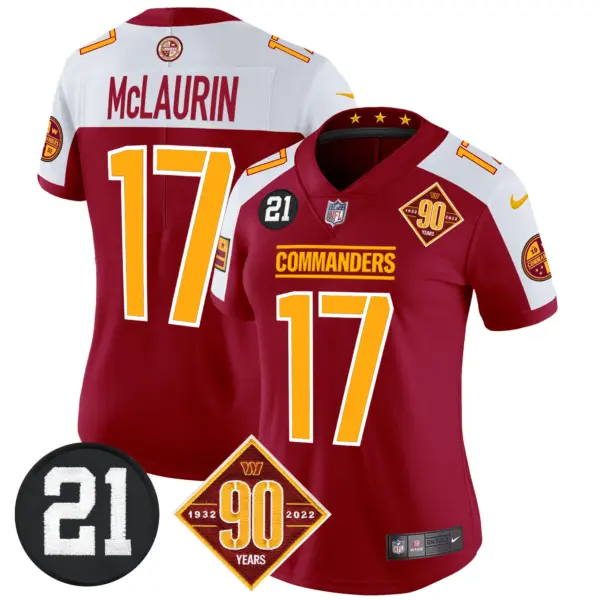 Womens Washington Commanders 90Th Sean Taylor Patch Vapor Limited Jersey Terry Mclaurin Jersey Burgundy Alternate