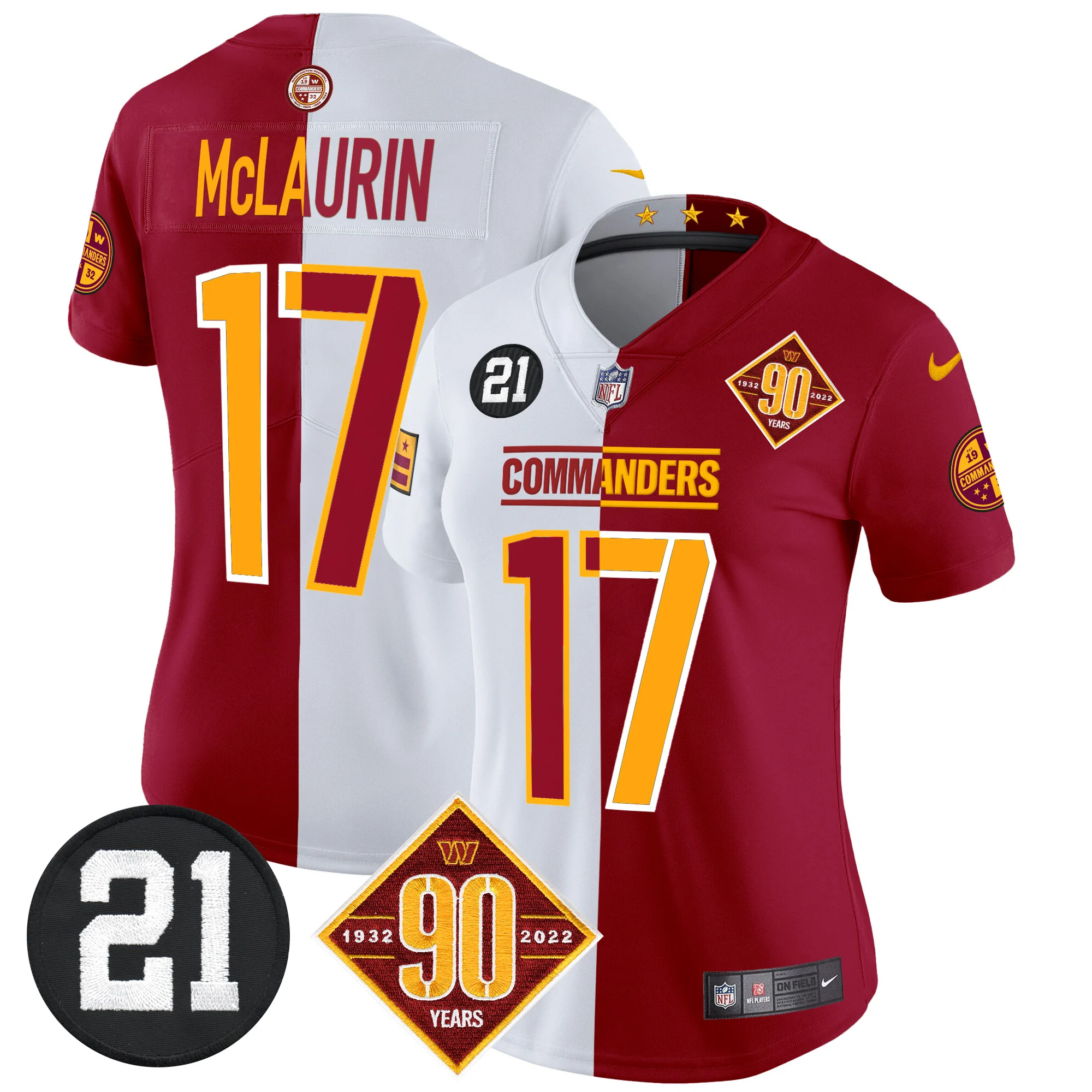 Womens Washington Commanders 90Th Sean Taylor Patch Vapor Limited Jersey Terry Mclaurin Jersey Half