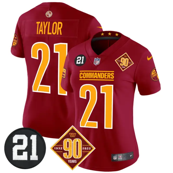 Womens Washington Commanders 90Th Sean Taylor Patch Vapor Limited Jersey Sean Taylor Jersey Burgundy