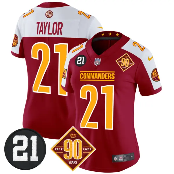 Womens Washington Commanders 90Th Sean Taylor Patch Vapor Limited Jersey Sean Taylor Jersey Burgundy Alternate