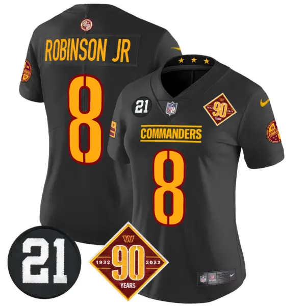 Womens Washington Commanders 90Th Sean Taylor Patch Vapor Limited Jersey Robinson Jr Jersey Black