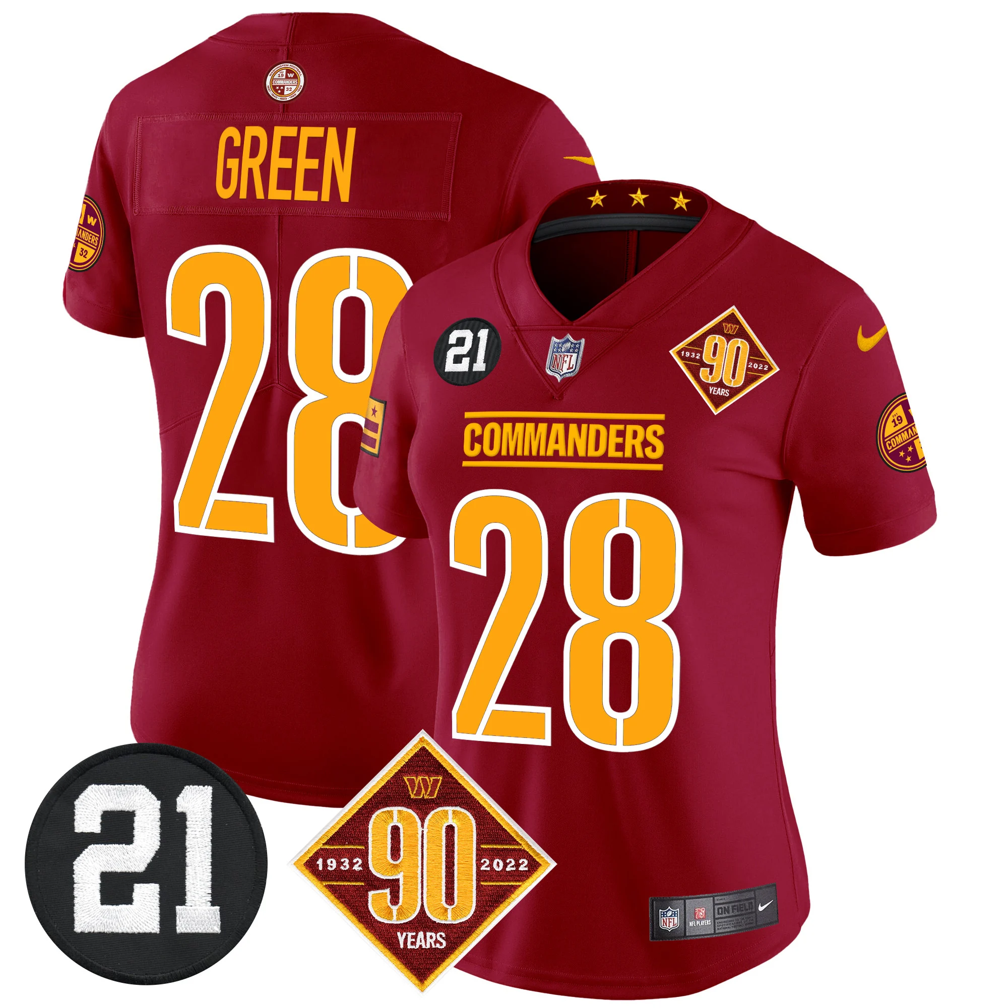 Womens Washington Commanders 90Th Sean Taylor Patch Vapor Limited Jersey Darrell Green Jersey Burgundy