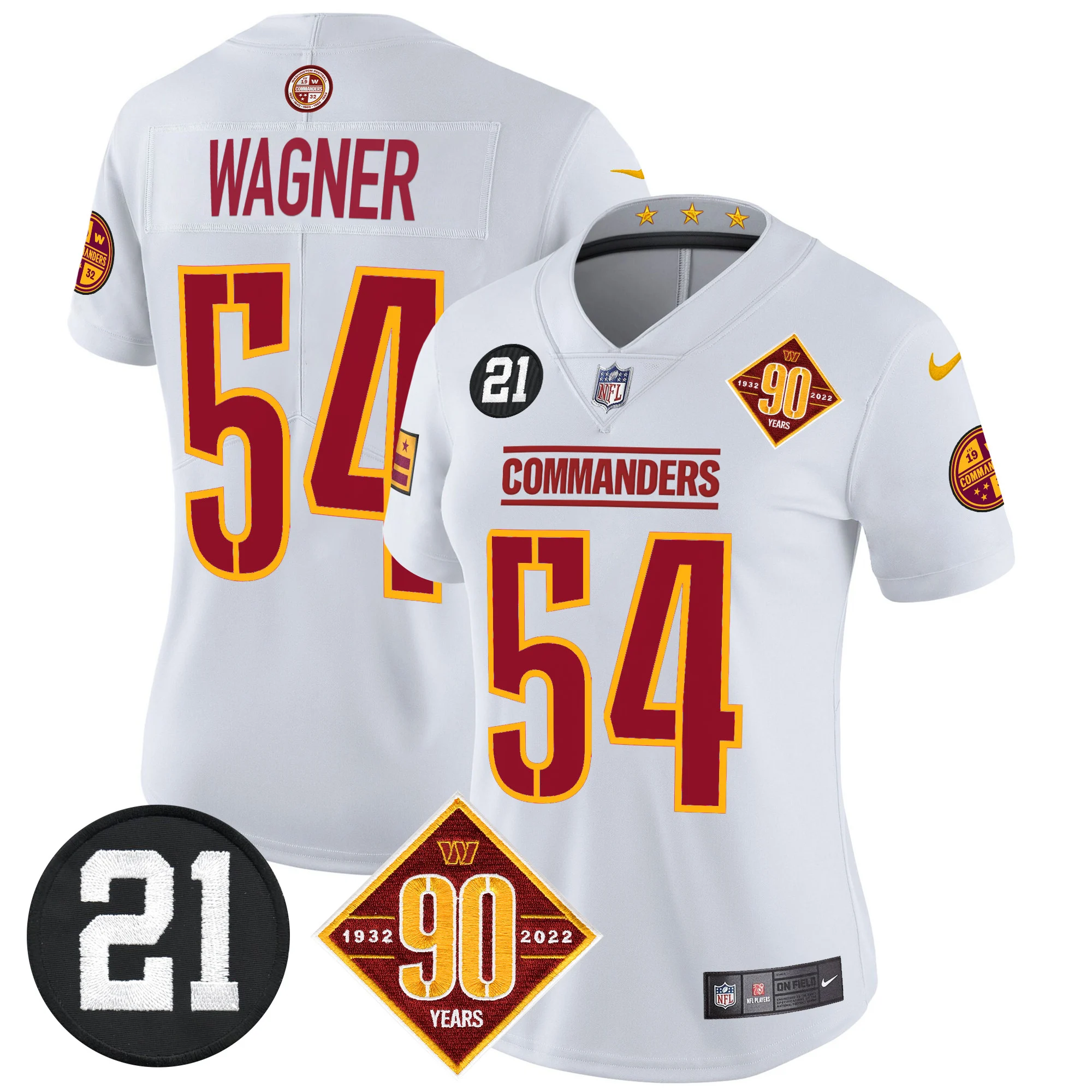 Womens Washington Commanders 90Th Sean Taylor Patch Vapor Limited Jersey Bobby Wagner Jersey White