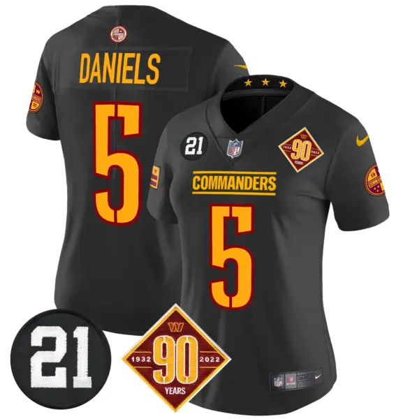Womens Washington Commanders 90Th Sean Taylor Patch Vapor Limited Jersey Jayden Daniels Jersey Black