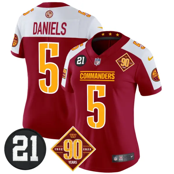 Womens Washington Commanders 90Th Sean Taylor Patch Vapor Limited Jersey Jayden Daniels Jersey Burgundy Alternate