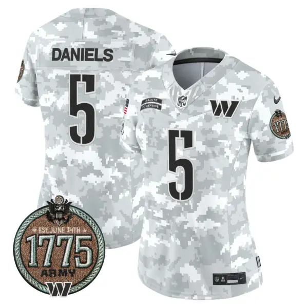 Womens Washington Commanders 2024 Salute To Service Establishment Year Patch Vapor Limited Jersey Jayden Daniels Jersey Army