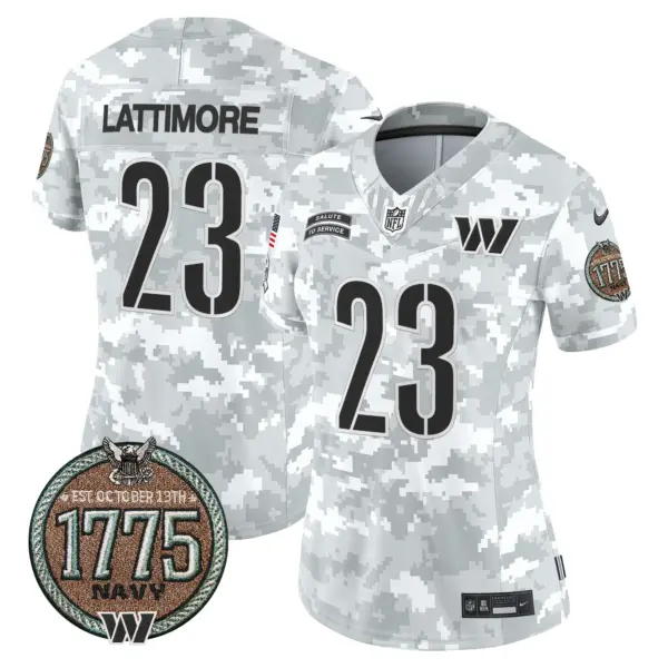 Womens Washington Commanders 2024 Salute To Service Establishment Year Patch Vapor Limited Jersey Marshon Lattimore Jersey Navy