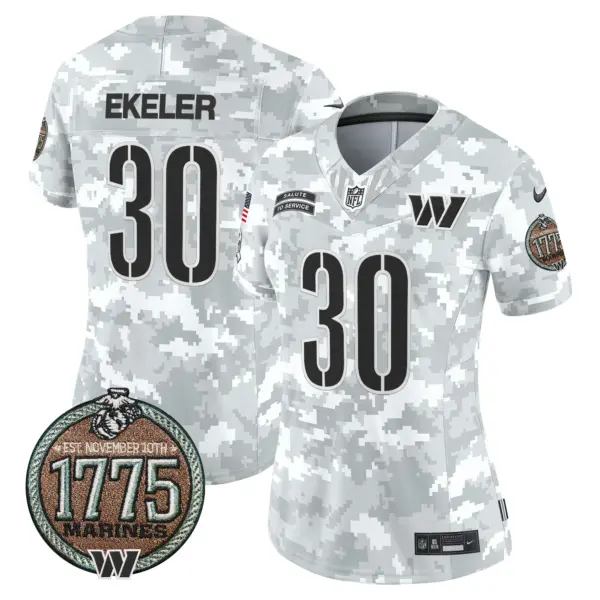 Womens Washington Commanders 2024 Salute To Service Establishment Year Patch Vapor Limited Jersey Auskin Ekeler Jersey Marines