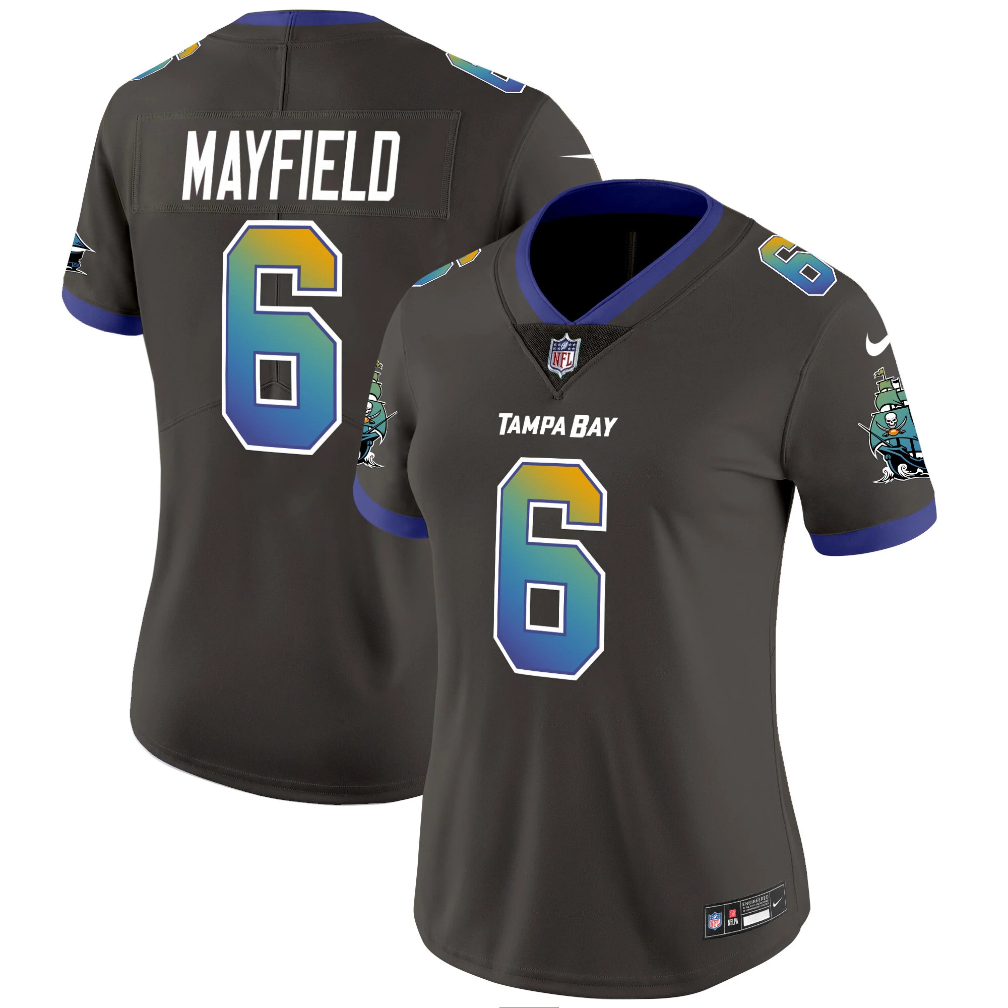 Womens Tampa Bay Buccaneers Tampa City Vapor Limited Jersey Baker Mayfield Jersey Pewter