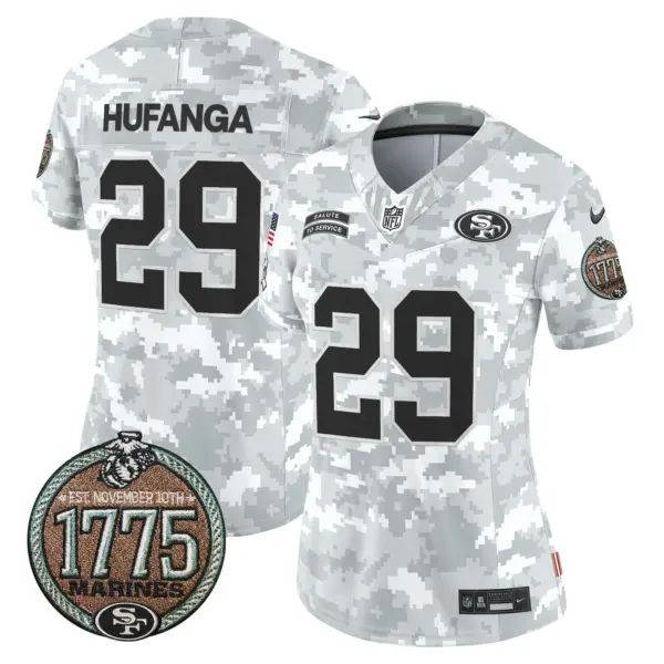 Womens San Francisco 49Ers 2024 Salute To Service Establishment Year Patch Vapor Limited Jersey Talanoa Hufanga Jersey Marines