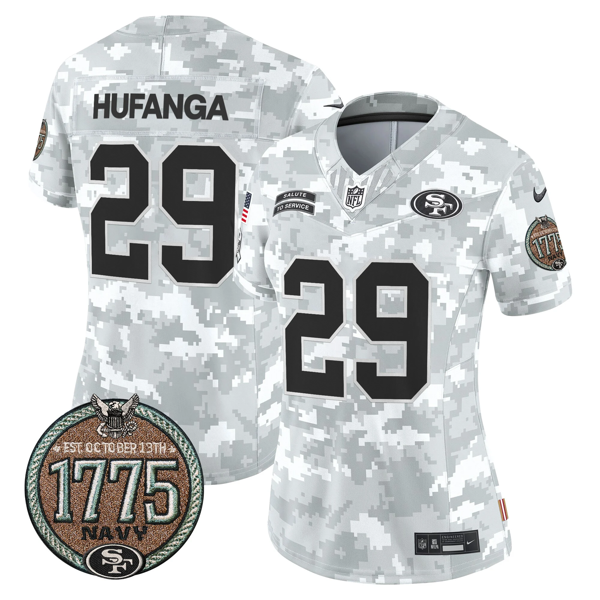 Womens San Francisco 49Ers 2024 Salute To Service Establishment Year Patch Vapor Limited Jersey Talanoa Hufanga Jersey Navy