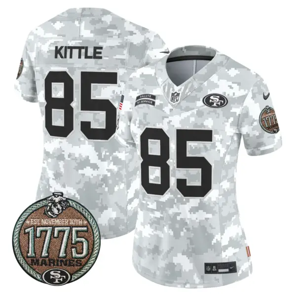 Womens San Francisco 49Ers 2024 Salute To Service Establishment Year Patch Vapor Limited Jersey George Kittle Jersey Marines
