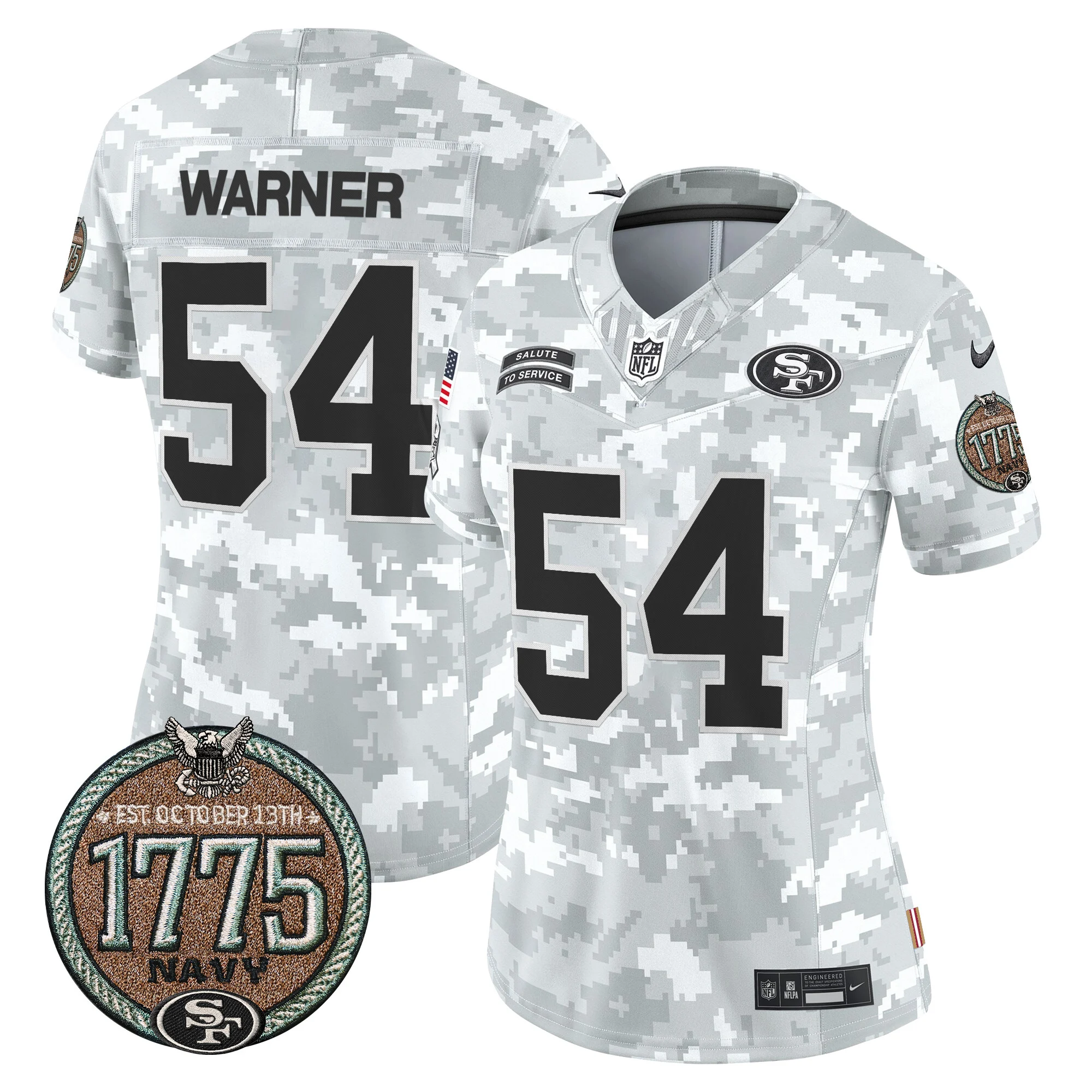 Womens San Francisco 49Ers 2024 Salute To Service Establishment Year Patch Vapor Limited Jersey Fred Warner Jersey Navy