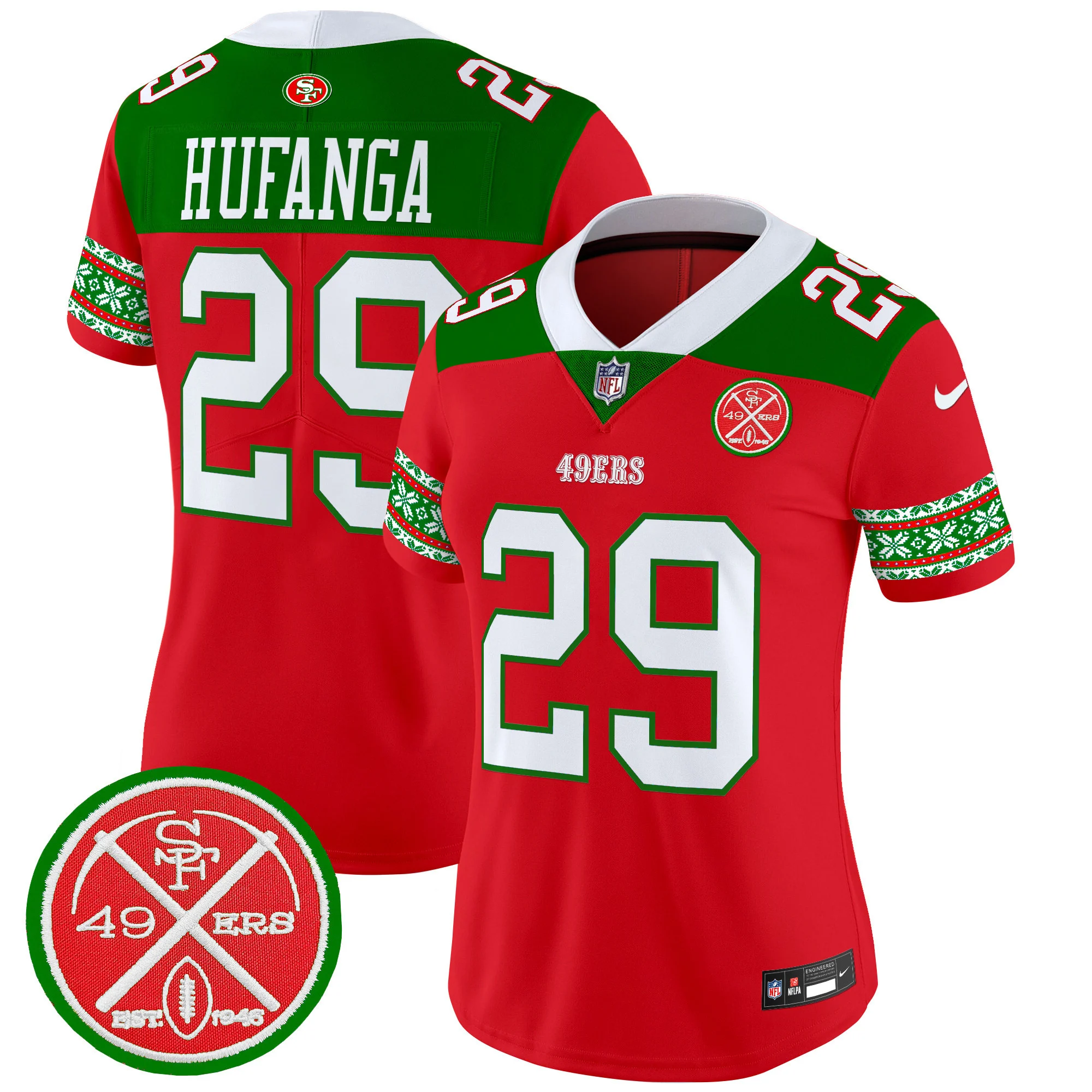 Womens San Francisco 49Ers 2024 Christmas Vapor Limited Jersey Talanoa Hufanga Jersey Red