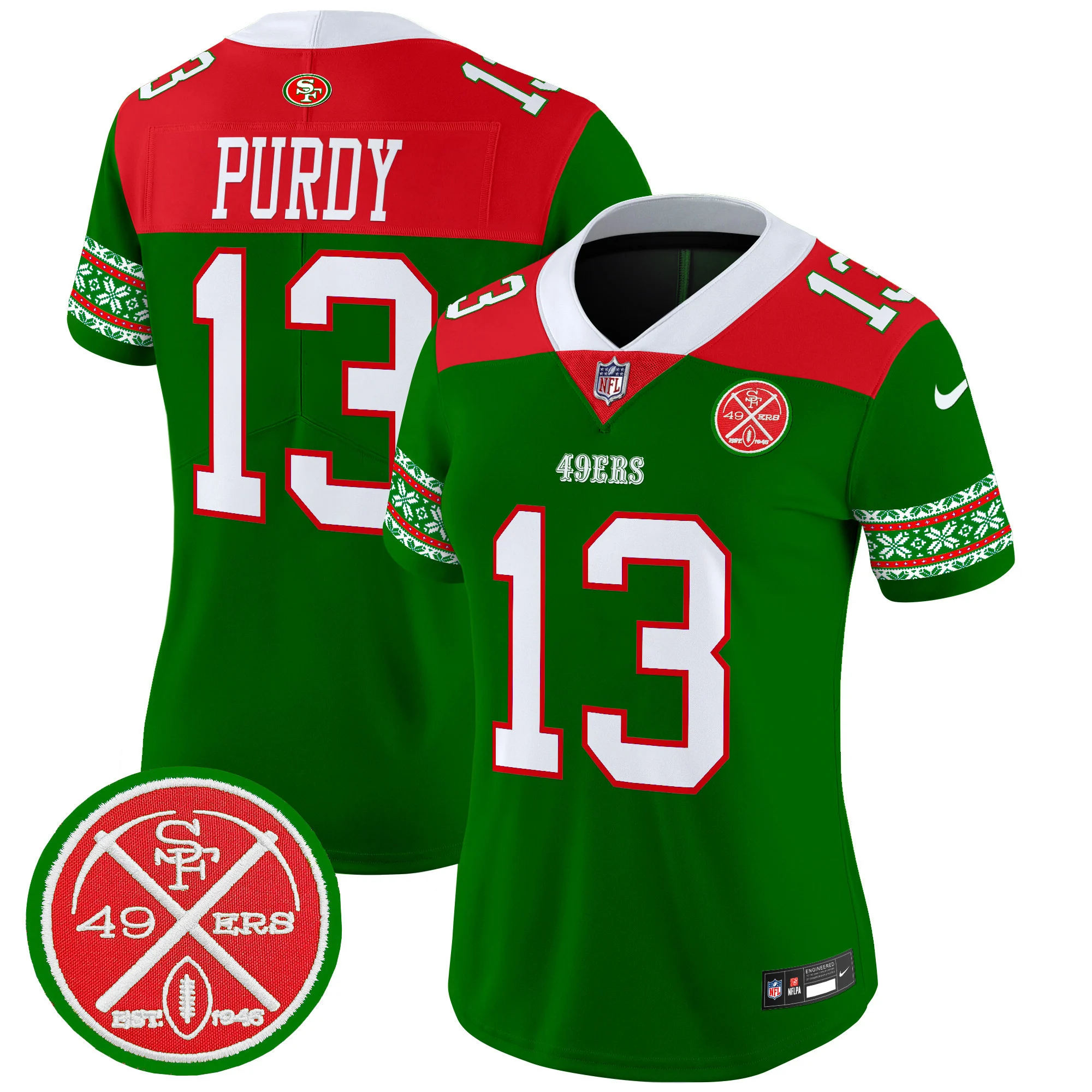 Womens San Francisco 49Ers 2024 Christmas Vapor Limited Jersey Brock Purdy Jersey Green