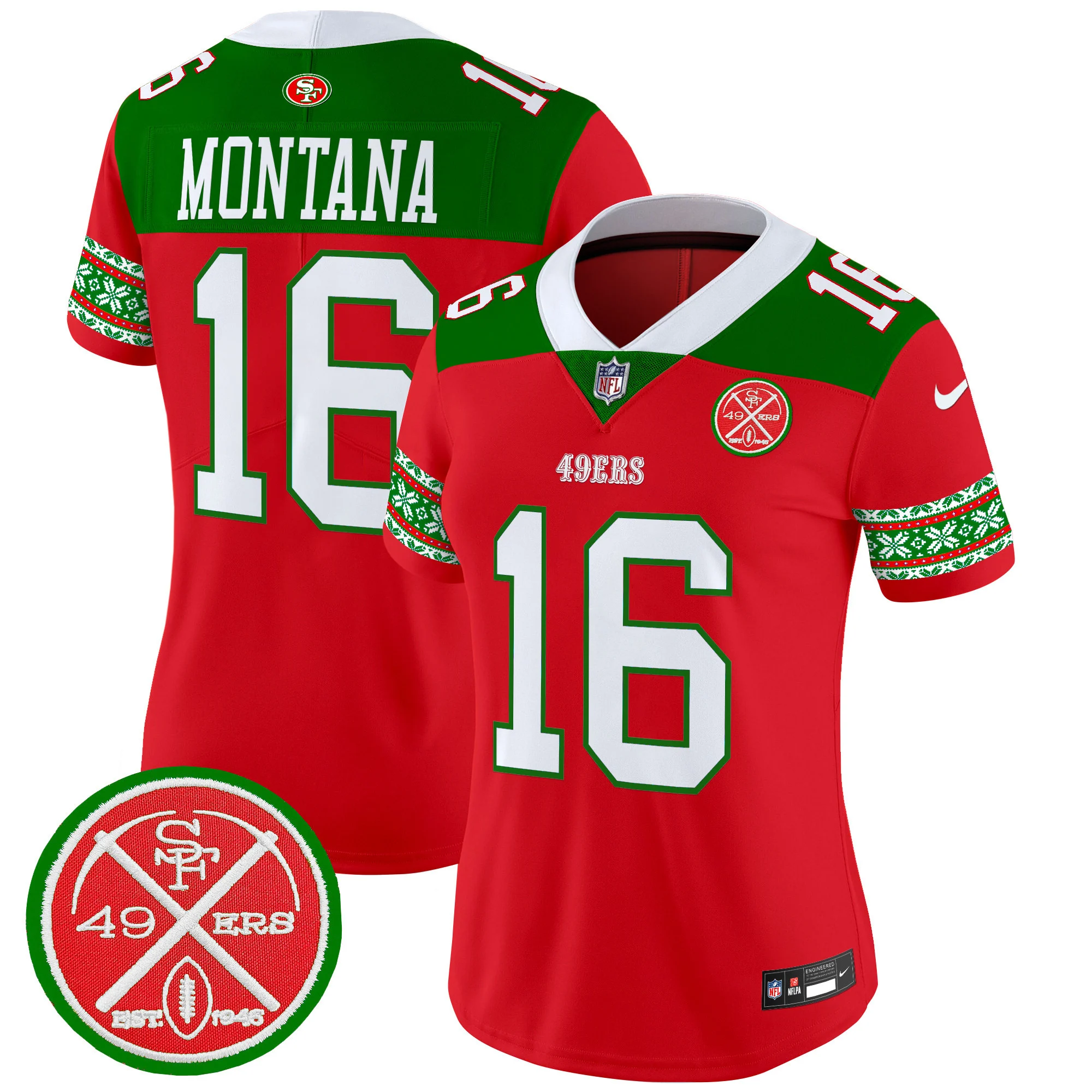 Womens San Francisco 49Ers 2024 Christmas Vapor Limited Jersey Joe Montana Jersey Red