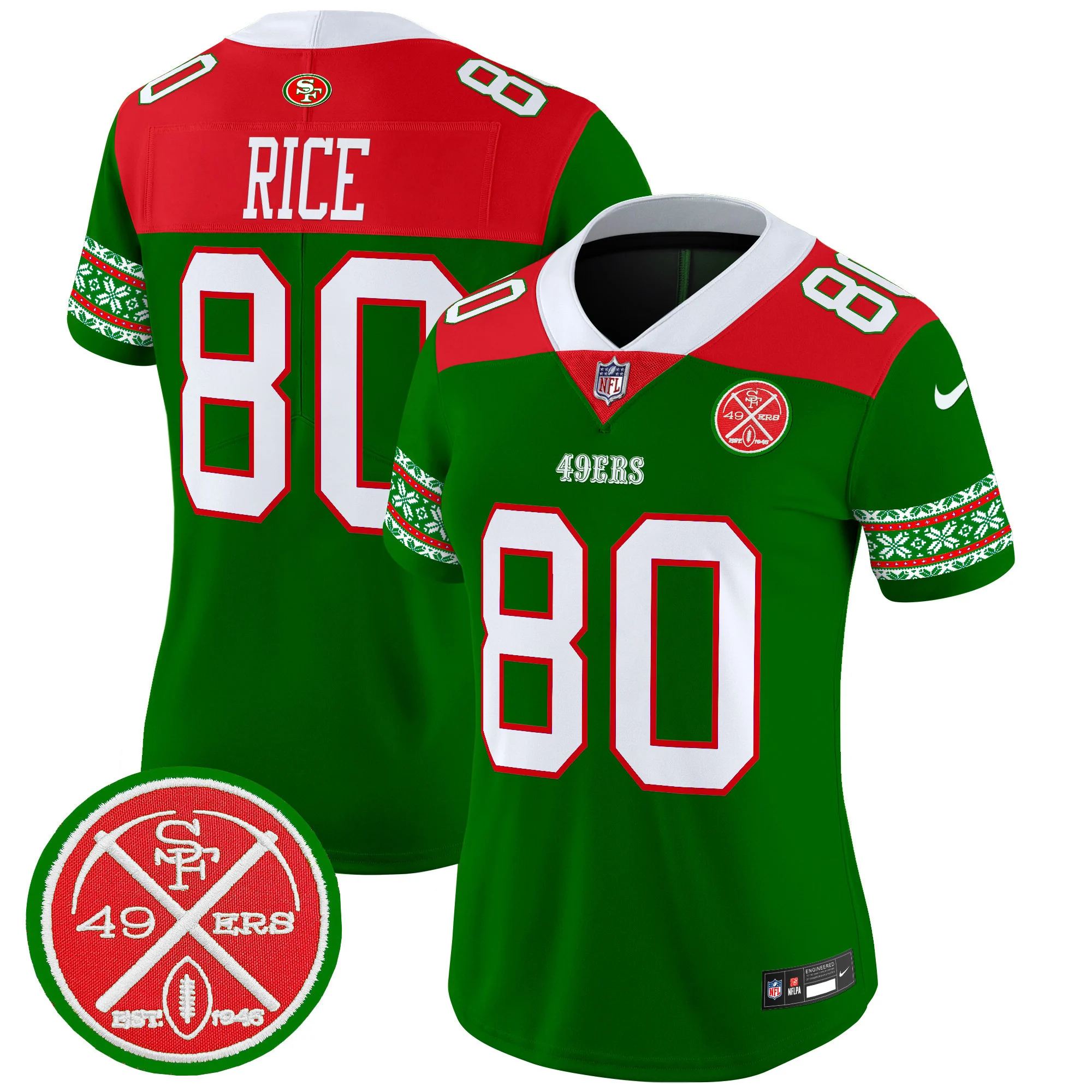 Womens San Francisco 49Ers 2024 Christmas Vapor Limited Jersey Jerry Rice Jersey Green
