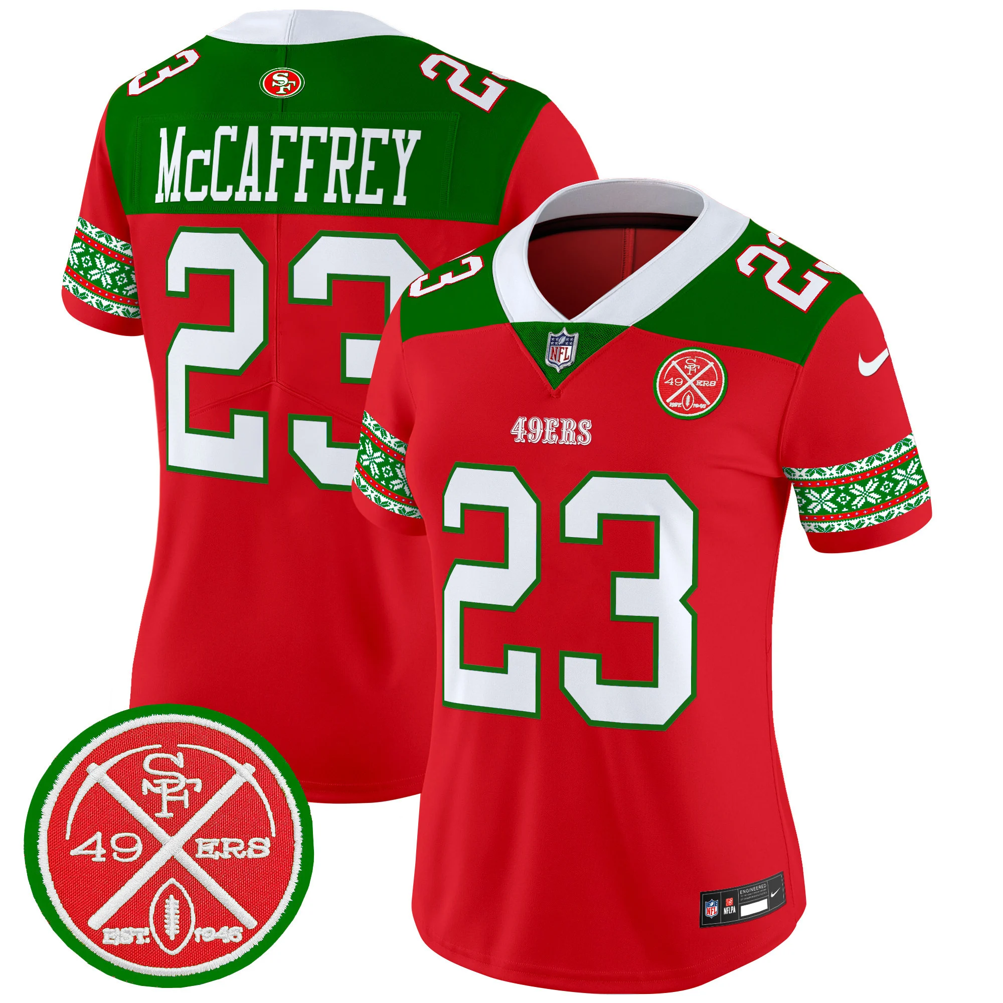 Womens San Francisco 49Ers 2024 Christmas Vapor Limited Jersey Christian Mccaffrey Jersey Red