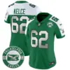 Womens Philadelphia Eagles 2024 Throwback Vapor Limited Jersey Est 1933 Patch Jason Kelce Jersey Kelly Alternate