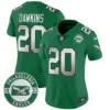 Womens Philadelphia Eagles 2024 Throwback Vapor Limited Jersey Est 1933 Patch Brian Dawkins Jersey Kelly Green