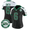 Womens Philadelphia Eagles 2024 Throwback Vapor Limited Jersey Est 1933 Patch Devonta Smith Jersey Black Alternate