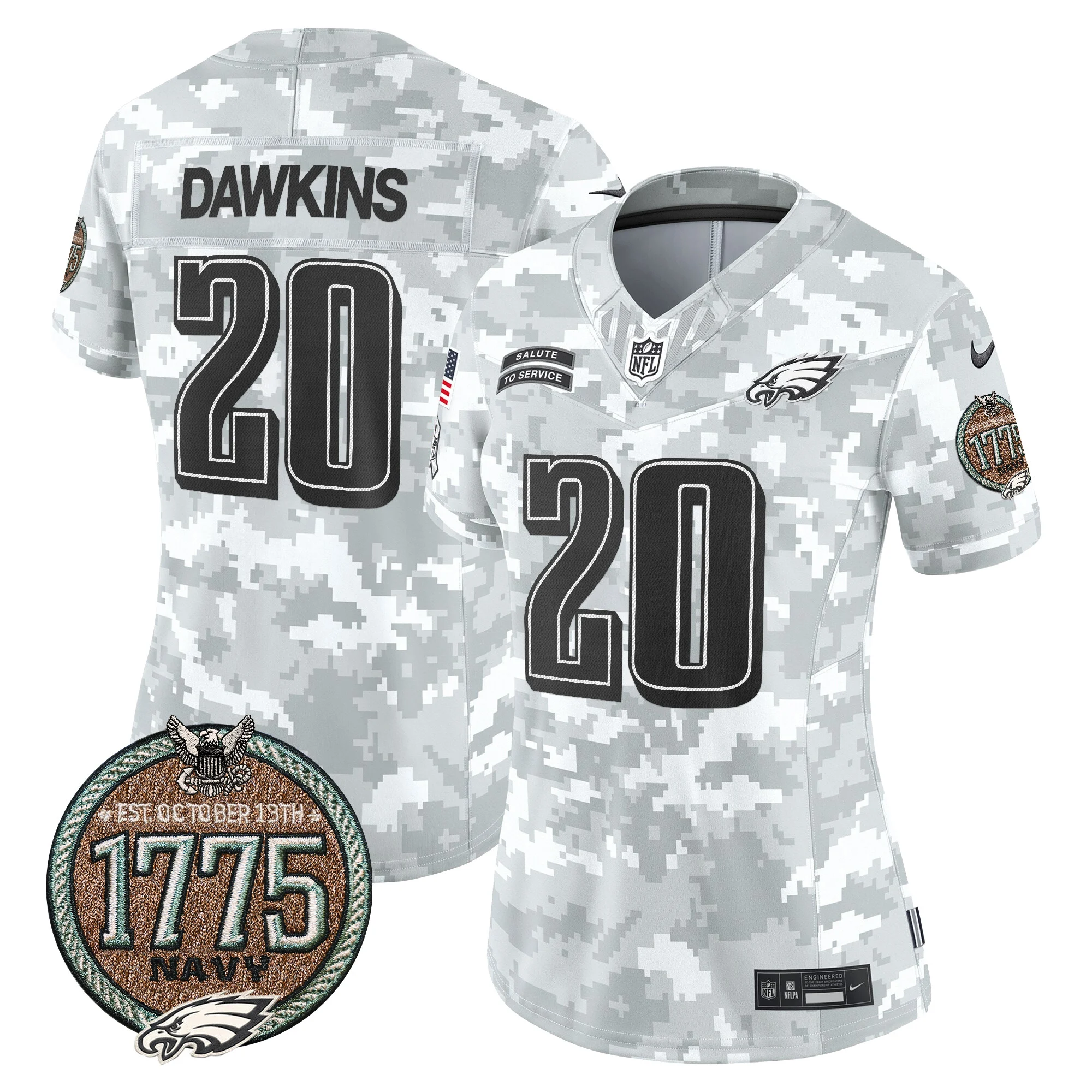 Womens Philadelphia Eagles 2024 Salute To Service Establishment Year Patch Vapor Limited Jersey Brian Dawkins Jersey Navy