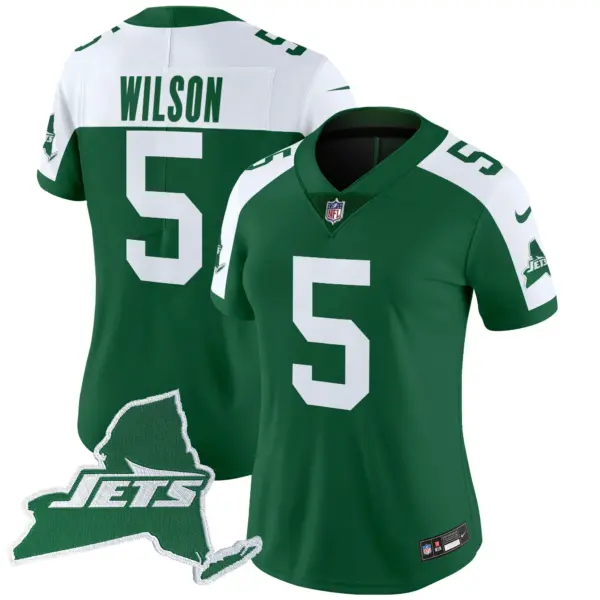 Womens New York Jets Home Patch Vapor Legacy Limited Jersey Garrett Wilson Jersey Green Alternate
