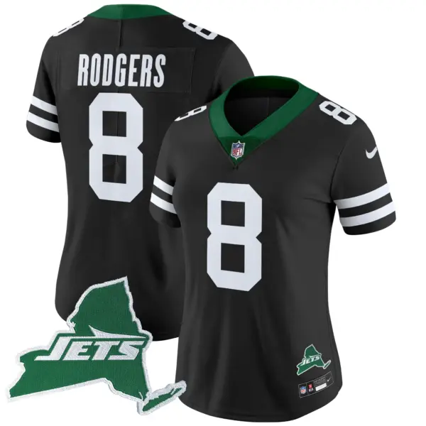 Womens New York Jets Home Patch Vapor Legacy Limited Jersey Aaron Rodgers Jersey Black