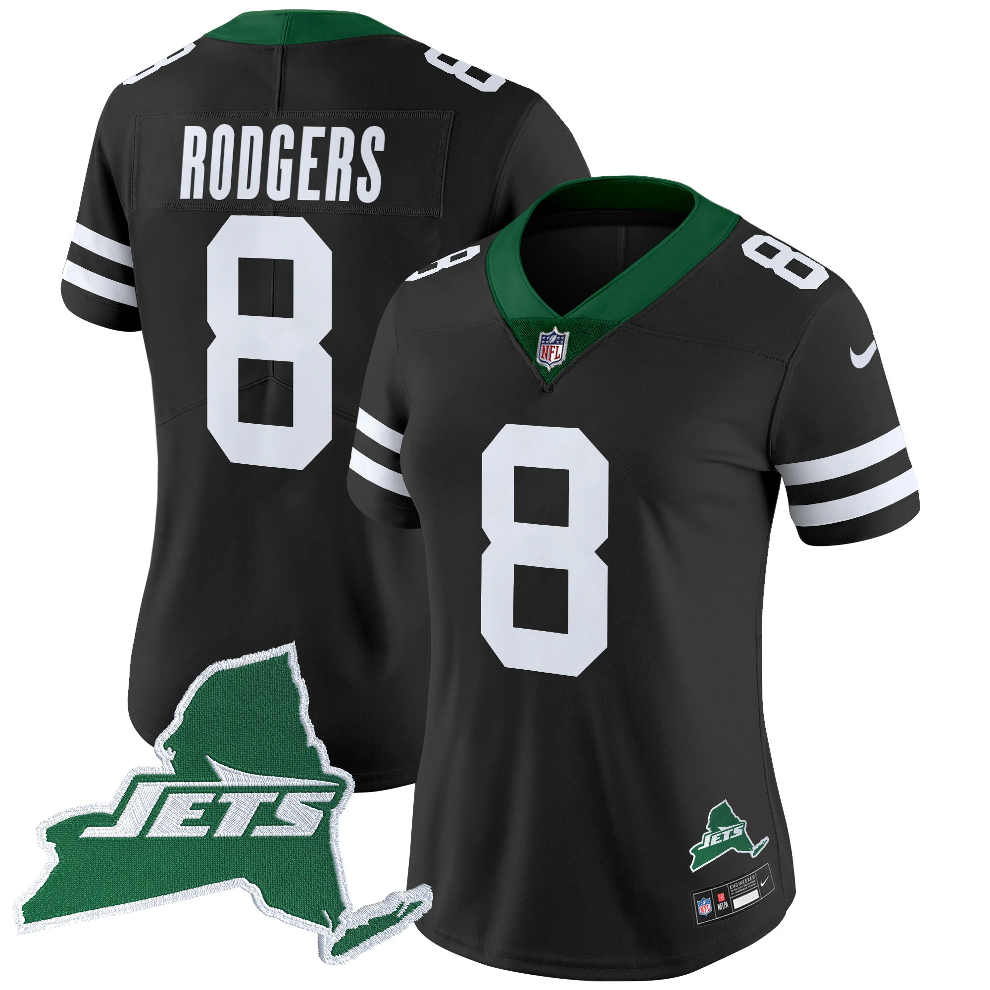 Womens New York Jets Home Patch Vapor Legacy Limited Jersey Aaron Rodgers Jersey Black