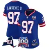 Womens New York Giants 100Th Season State Patch Vapor Limited Jersey Dexter Lawrence II Jersey Royal