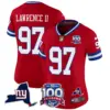 Womens New York Giants 100Th Season State Patch Vapor Limited Jersey Dexter Lawrence II Jersey Red