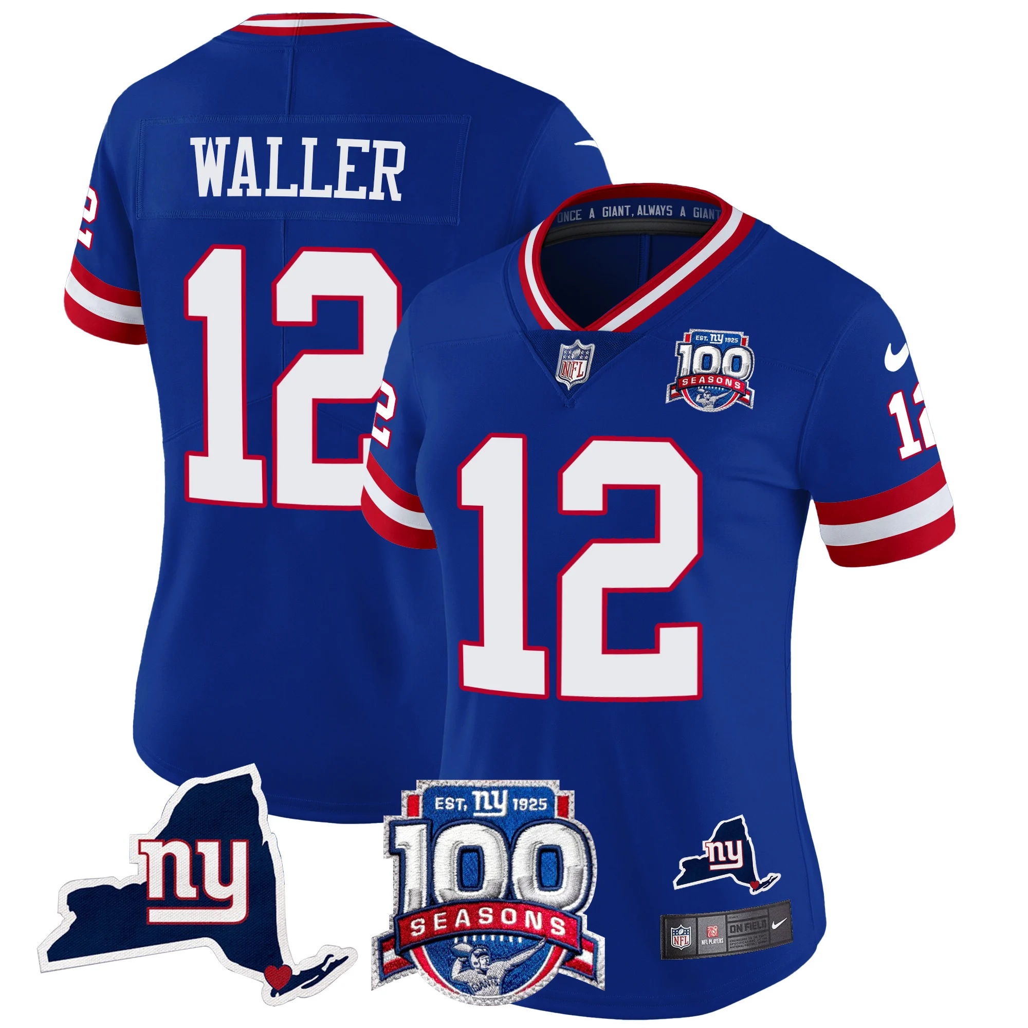 Womens New York Giants 100Th Season State Patch Vapor Limited Jersey Darren Waller Jersey Royal