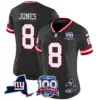 Womens New York Giants 100Th Season State Patch Vapor Limited Jersey Daniel Jones Jersey Black