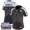 Womens Minnesota Vikings King Of The North Patch Throwback Vapor Limited Jersey Sam Darnold Jersey Black Alternate