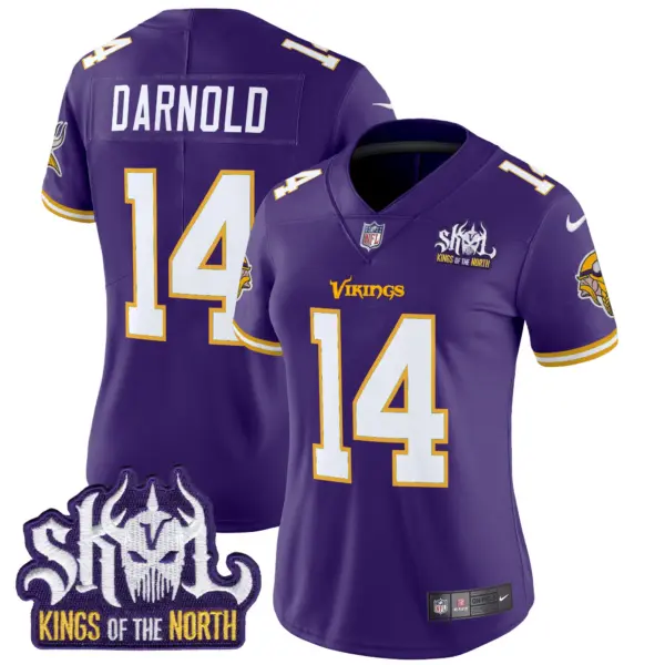 Womens Minnesota Vikings King Of The North Patch Throwback Vapor Limited Jersey Sam Darnold Jersey Purple