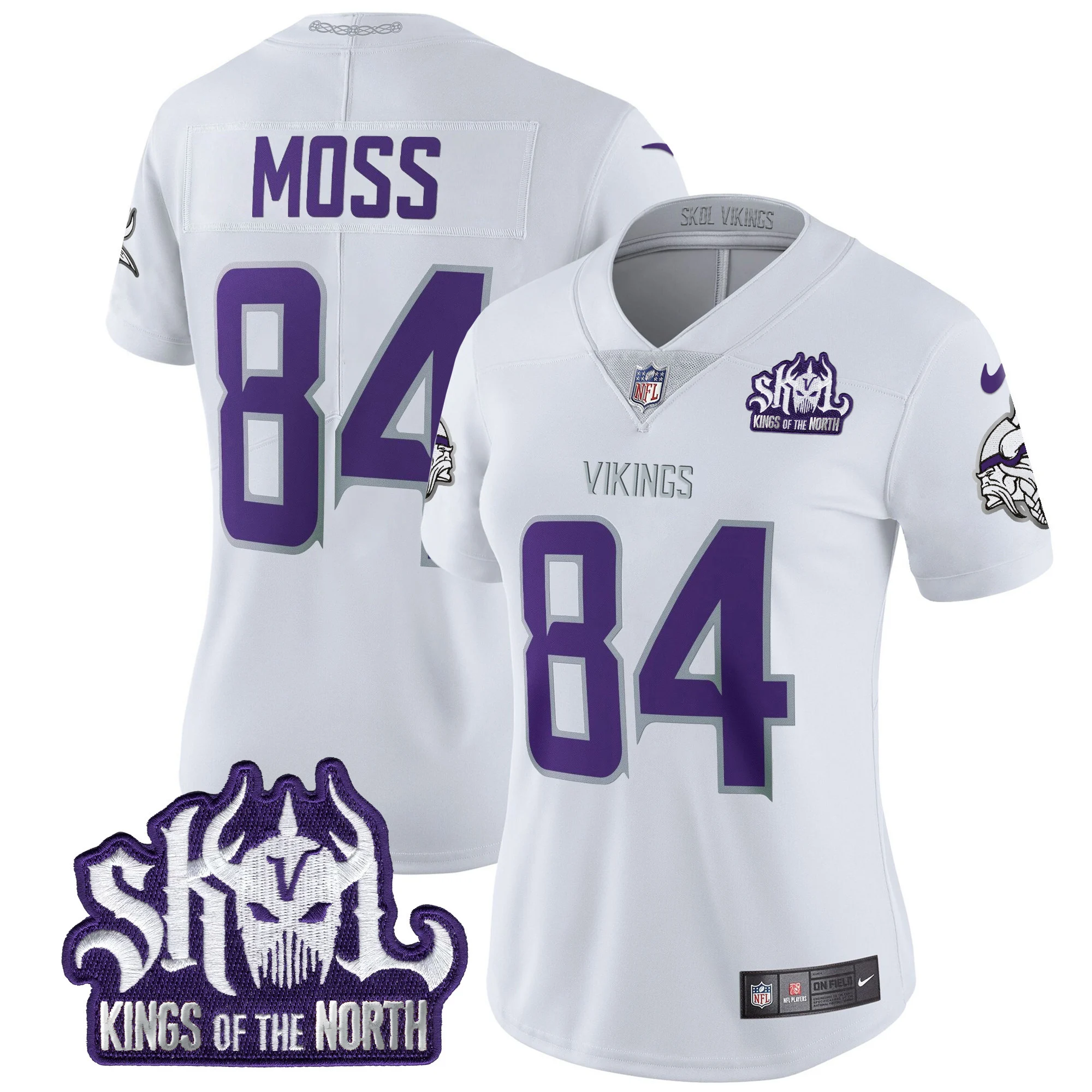Womens Minnesota Vikings King Of The North Patch Throwback Vapor Limited Jersey Randy Moss Jersey Winter Warrior