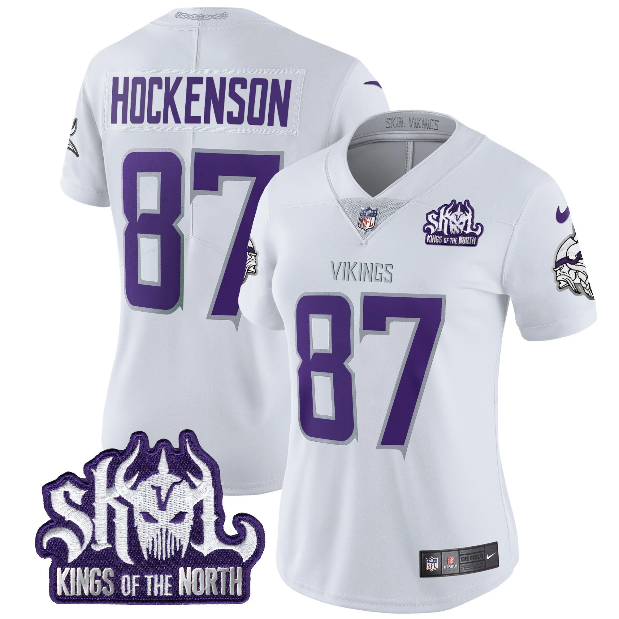Womens Minnesota Vikings King Of The North Patch Throwback Vapor Limited Jersey TJ Hockenson Jersey Winter Warrior