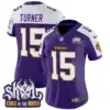 Womens Minnesota Vikings King Of The North Patch Throwback Vapor Limited Jersey Dallas Turner Jersey Purple Alternate