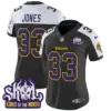 Womens Minnesota Vikings King Of The North Patch Throwback Vapor Limited Jersey Aaron Jones Jersey Black Alternate