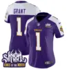 Womens Minnesota Vikings King Of The North Patch Throwback Vapor Limited Jersey Bud Grant Jersey Purple Alternate